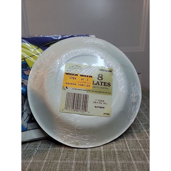 Rare Vintage 1989 BATMAN DC Comics Birthday Plates Sealed FULL SET! Cups & Napki - Picture 5 of 6